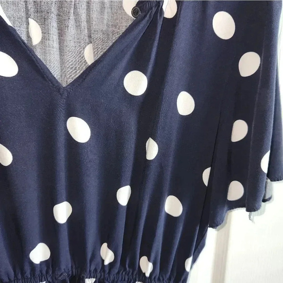 Loft brand navy blue dress‎ with white Polka Dots - Picture 4 of 12